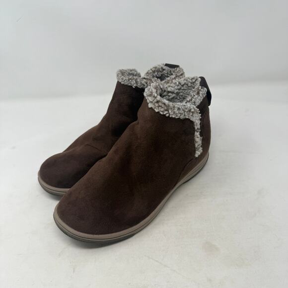 Clarks Cloudsteppers Breeze Winter Boots Brown Faux Fur Lined Ankle Size 7W - Picture 13 of 13